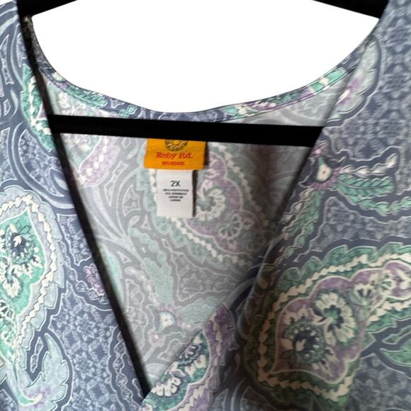 RUBY RD WOMANS HIGH LOW MAXI DRESS LIGHT BLUE PAISLEY SIZE 2X NEW WITH TAGS - Picture 4 of 7